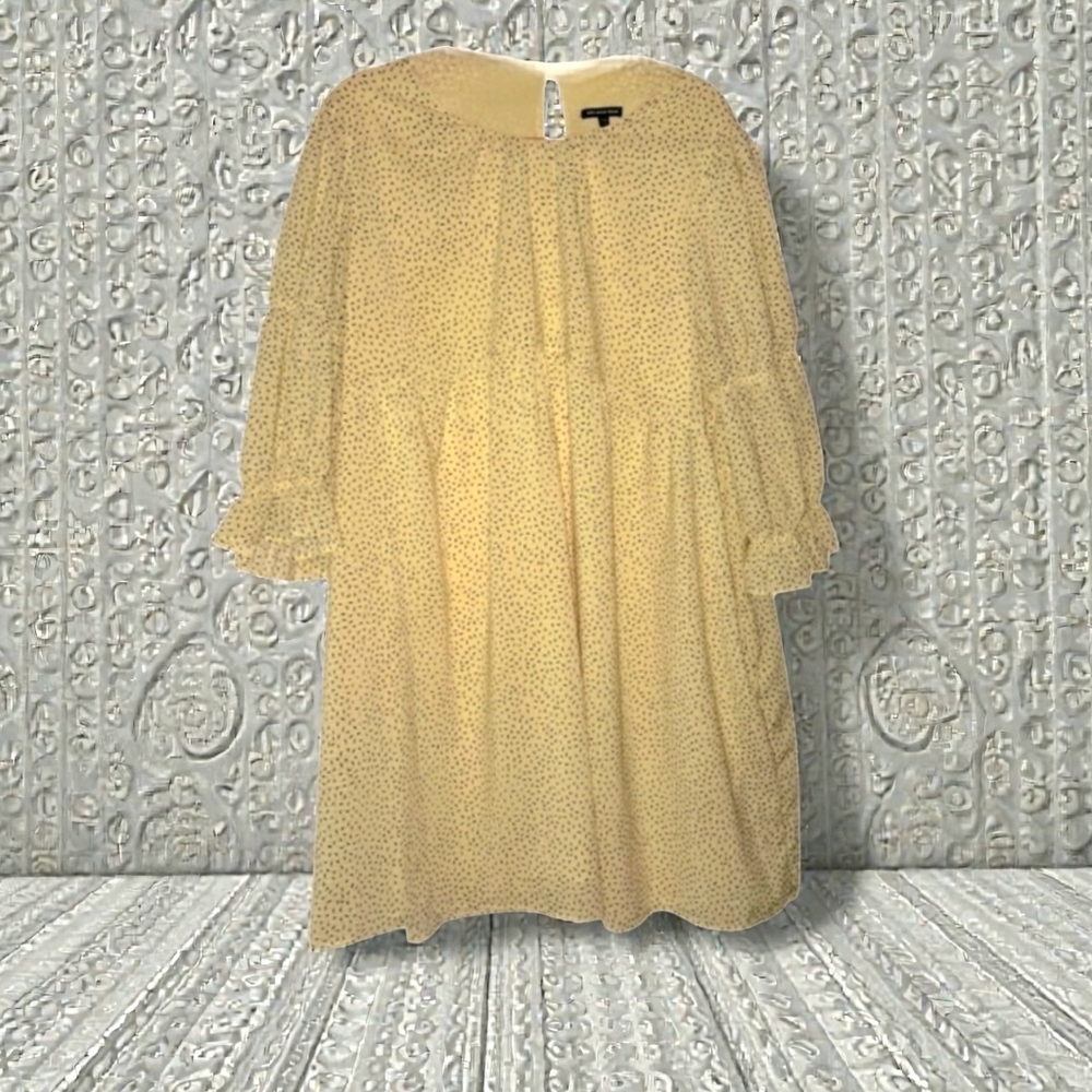Who What Wear Puff Sleeve Lined A-line Yellow/Navy Summer Dress XXL